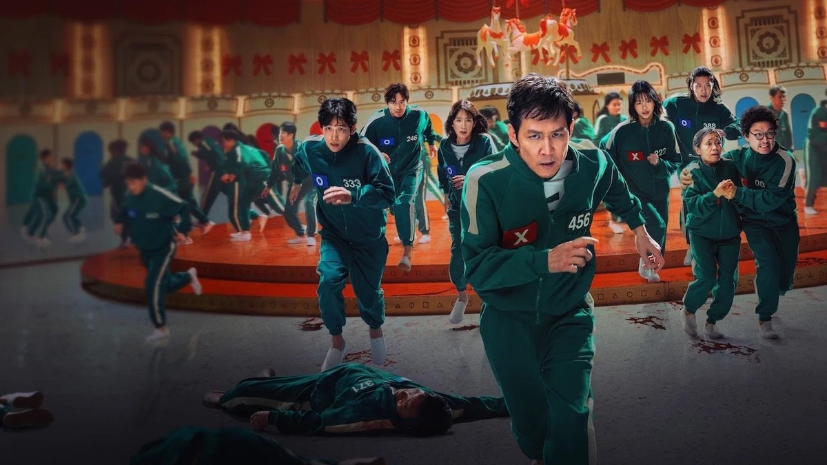A still from the hit Korean drama Squid Game illustrating high viewership impact.