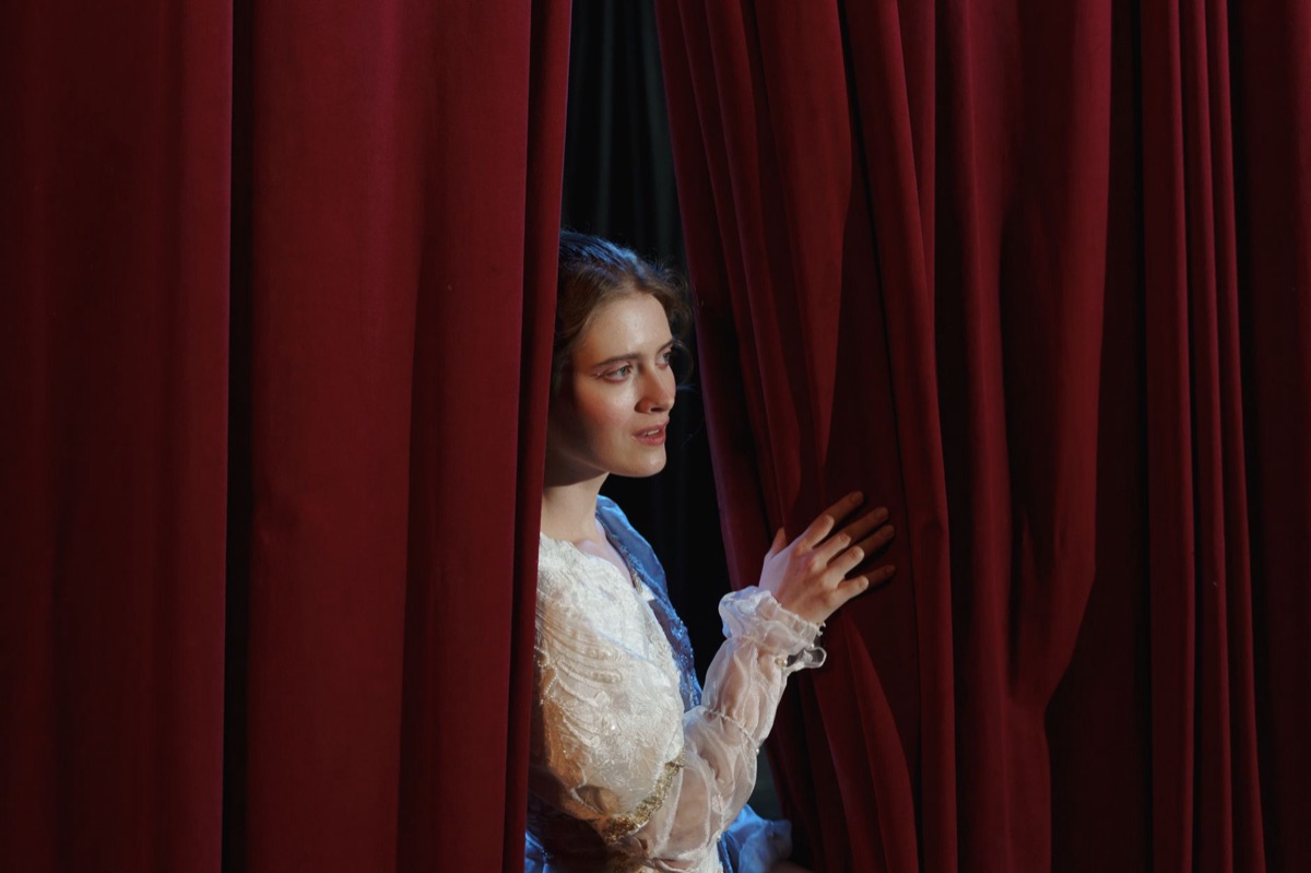 Teary-eyed actress in drama set