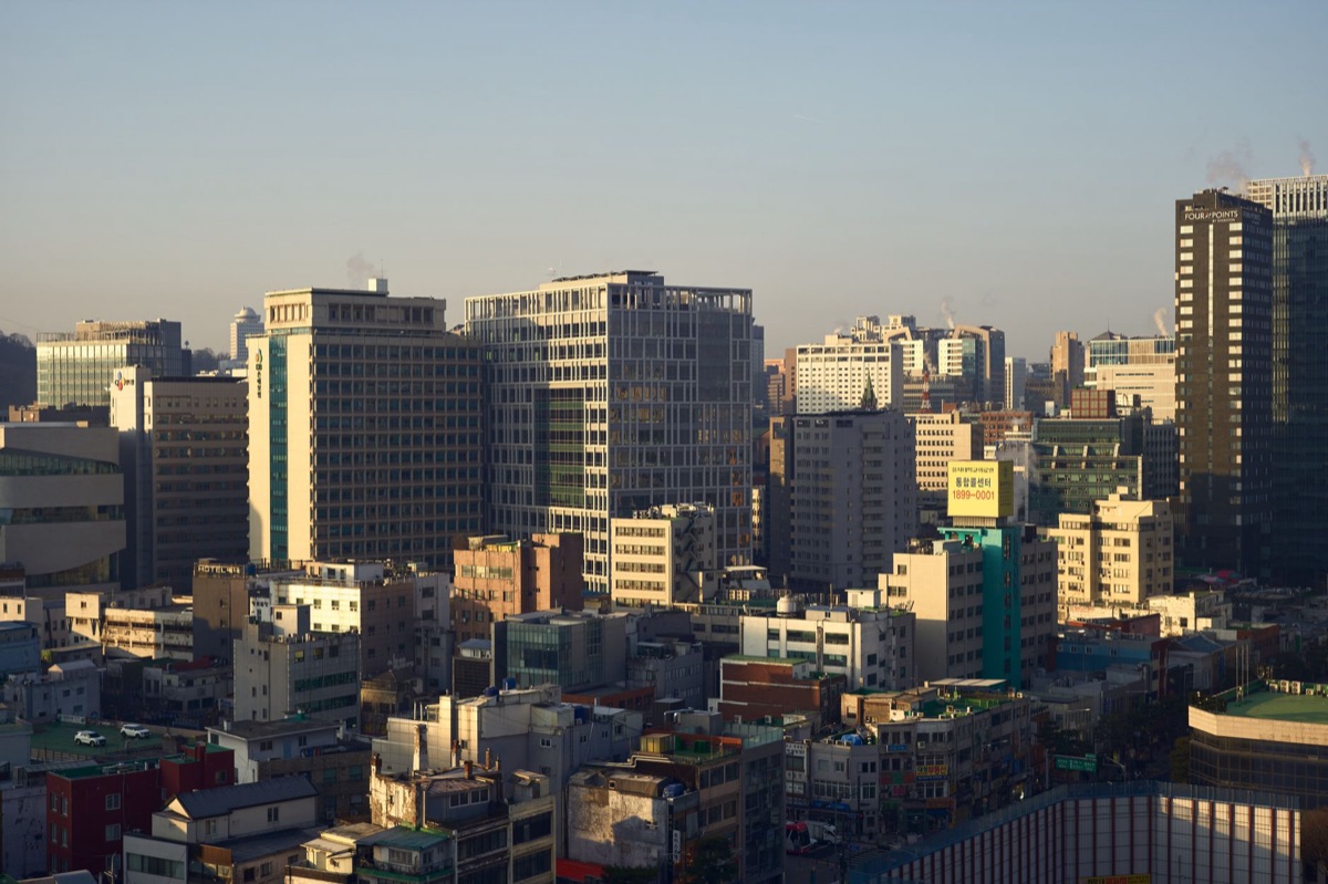 Vista panorâmica de Seul de um luxuoso apartamento