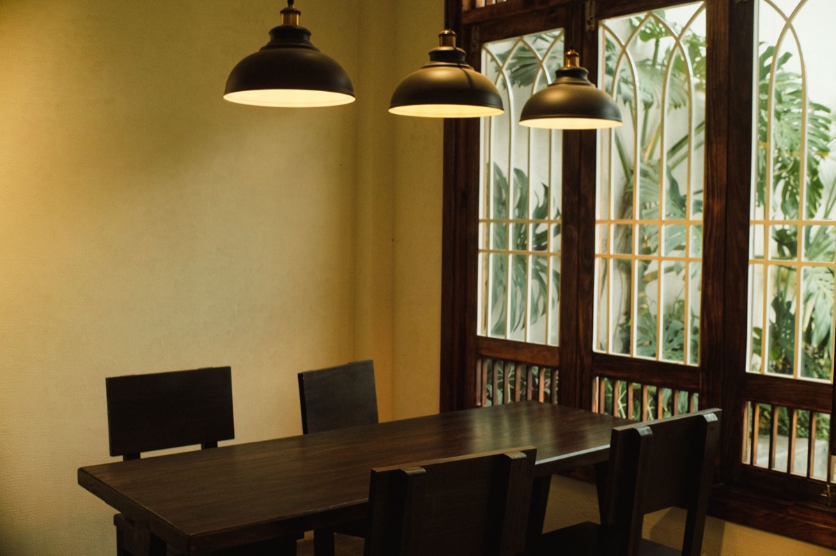 K-drama set with traditional house and modern lighting