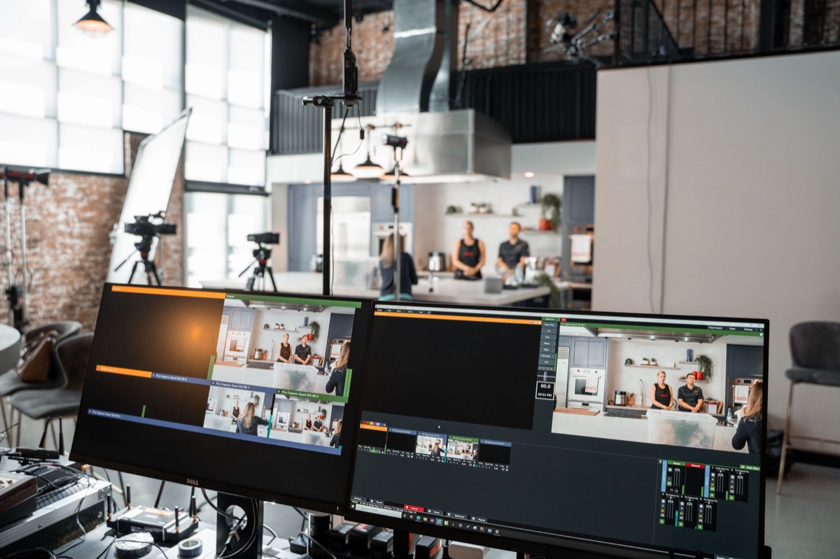 Korean drama production team in studio