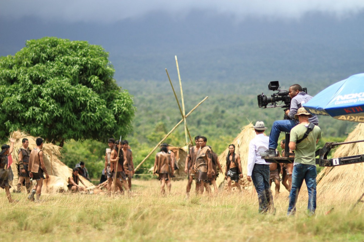 K-drama set with traditional house and modern equipment