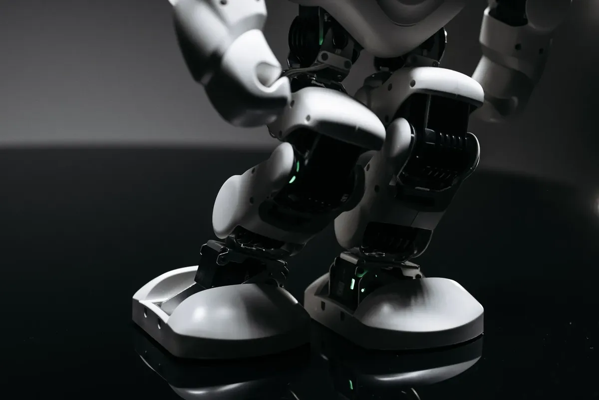 A detailed close-up of a high-tech robotic toy showcasing innovative design in a studio setting.